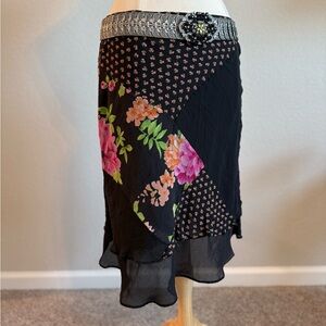 Vintage Allison Taylor floral patchwork midi skirt